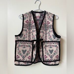 ⭐️ Handmade Upcycled Tapestry -VEST- Heart Blanket Cotton Vintage